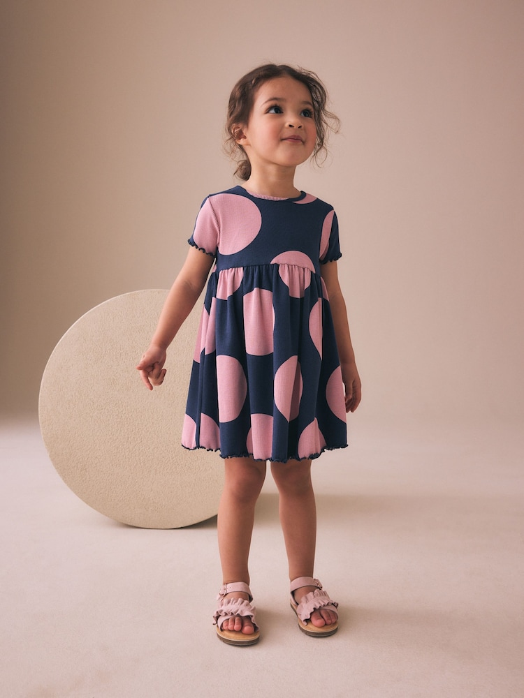네이비 스팟 - 반소매 골지 원피스 (3개월~7세) - 6의 이미지 2