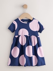 네이비 스팟 - 반소매 골지 원피스 (3개월~7세) - 6의 이미지 4