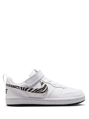 Nike White Zebra Animal Junior Court Borough Low Recraft Trainers - Image 1 of 8