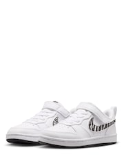 Nike White Zebra Animal Junior Court Borough Low Recraft Trainers - Image 2 of 8