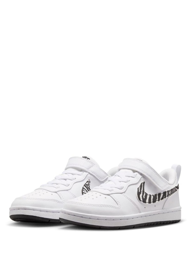 Nike White Zebra Animal Junior Court Borough Low Recraft Trainers - Image 2 of 8 Nike White Zebra Animal Junior Court Borough Low Recraft Trainers - Image 2 of 8