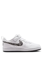 Nike White Zebra Animal Junior Court Borough Low Recraft Trainers - Image 3 of 8