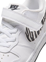 Nike White Zebra Animal Junior Court Borough Low Recraft Trainers - Image 6 of 8