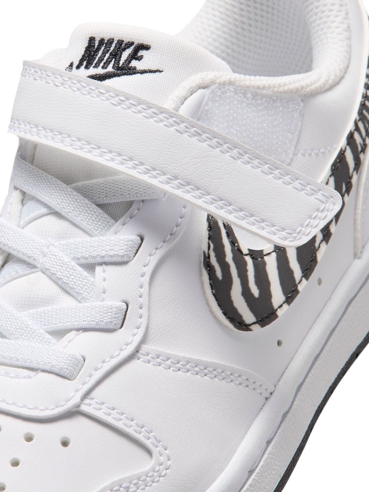 Nike White Zebra Animal Junior Court Borough Low Recraft Trainers - Image 7 of 7