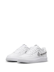 Nike White Zebra Animal Junior Air Force 1 Trainers - Image 7 of 10