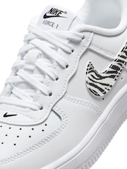 Nike White Zebra Animal Junior Air Force 1 Trainers - Image 9 of 10