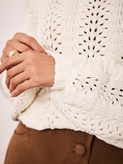 Mint Velvet bomulls Blend genser med åpne sting - Bilde 3 av 7