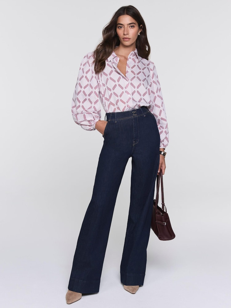 Mint Velvet Red Diamond Striped Jacquard Shirt - Image 2 of 7