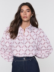 Mint Velvet Red Diamond Striped Jacquard Shirt - Image 3 of 7