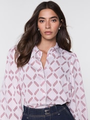 Mint Velvet Red Diamond Striped Jacquard Shirt - Image 4 of 7