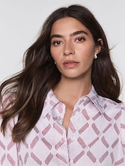 Mint Velvet Red Diamond Striped Jacquard Shirt - Image 5 of 7