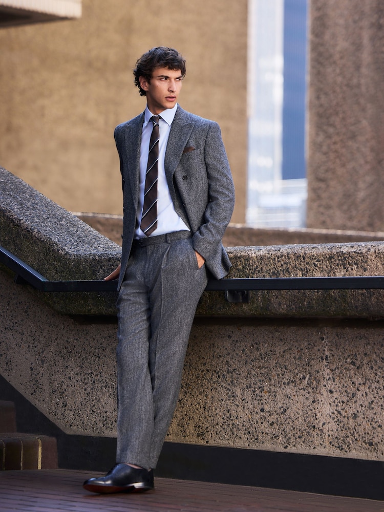 Charcoal Grey Signature Tailored Fit Moons British Wool Rich Herringbone Suit Trousers - Image 1 of 5 Charcoal Grey Signature Tailored Fit Moons British Wool Rich Herringbone Suit Trousers - Image 1 of 5