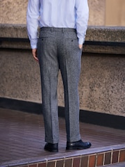 Charcoal Grey Signature Tailored Fit Moons British Wool Rich Herringbone Suit Trousers - Image 4 of 5