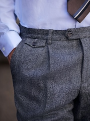 Charcoal Grey Signature Tailored Fit Moons British Wool Rich Herringbone Suit Trousers - Image 5 of 5