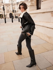 Mint Velvet Black Reversible Aviator Jacket - Image 3 of 9