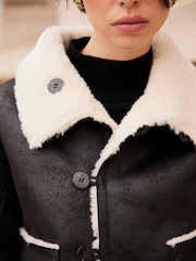 Mint Velvet Black Reversible Aviator Jacket - Image 5 of 9