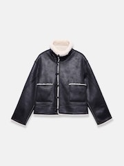 Mint Velvet Black Reversible Aviator Jacket - Image 8 of 9