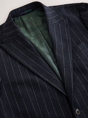 Navy Tailored Fit Stripe With Wool Suit Jacket - Image 10 of 13