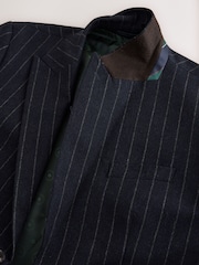 Navy Tailored Fit Stripe With Wool Suit Jacket - Image 11 of 13