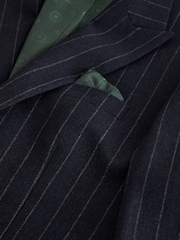 Navy Tailored Fit Stripe With Wool Suit Jacket - Image 12 of 13
