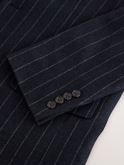 Navy Tailored Fit Stripe With Wool Suit Jacket - Image 13 of 13