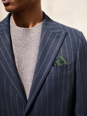 Navy Tailored Fit Stripe With Wool Suit Jacket - Image 5 of 9