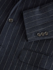 Navy Tailored Fit Stripe With Wool Suit Jacket - Image 9 of 9