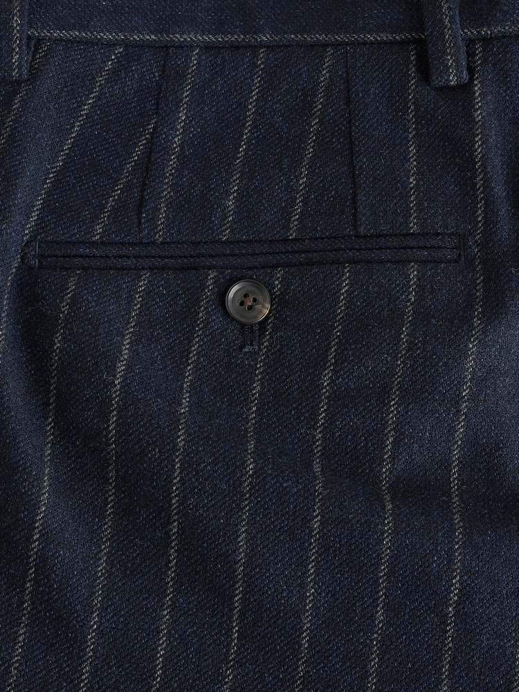 海军 - Tailored Fit Stripe With Wool Suit Trousers - 图片11 / 11