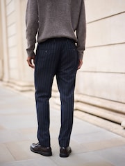 海军 - Tailored Fit Stripe With Wool Suit Trousers - 图片3 / 11
