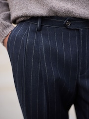 海军 - Tailored Fit Stripe With Wool Suit Trousers - 图片4 / 11
