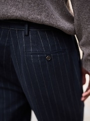 海军 - Tailored Fit Stripe With Wool Suit Trousers - 图片5 / 11