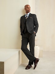 Brown Tailored Fit Wool Blend Check Suit Jacket - Image 2 of 5