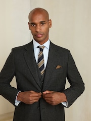 Brown Tailored Fit Wool Blend Check Suit Jacket - Image 4 of 5