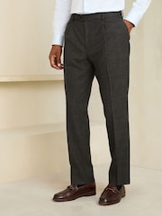 Brown Tailored Fit Wool Blend Check Suit Trousers - Image 2 of 4