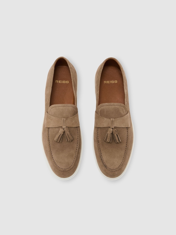 بني مائل إلى الرمادي الداكن - Reiss Jimmy Suede Tassel Loafers - Image 2 of 4