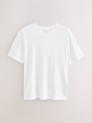 White Lightweight Slub Raw Edge Neck T-Shirt - Image 1 of 3