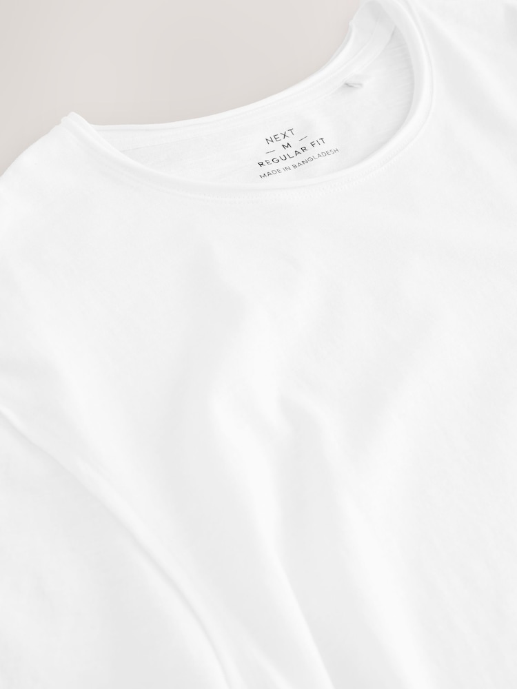 White Lightweight Slub Raw Edge Neck T-Shirt - Image 2 of 3