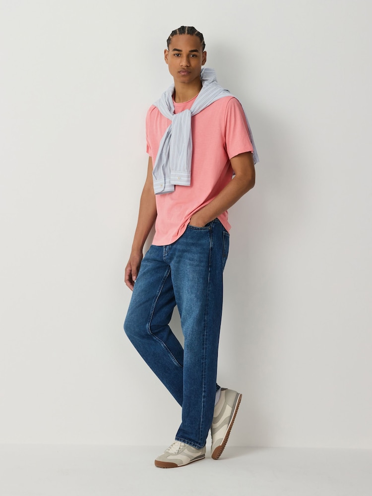 Pink Lightweight Slub Raw Edge Neck T-Shirt - Image 2 of 7