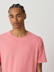 Pink Lightweight Slub Raw Edge Neck T-Shirt - Image 4 of 7