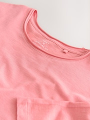 Pink Lightweight Slub Raw Edge Neck T-Shirt - Image 7 of 7