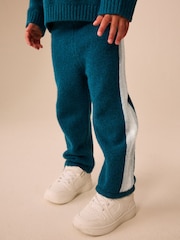 Azul Turquesa Tóquio - Conjunto de suéter de gola redonda e calça de moletom em tricô (3meses a7anos) - Imagem 3 de 5