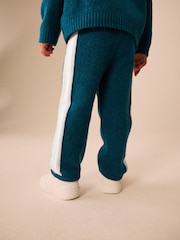 Azul Turquesa Tóquio - Conjunto de suéter de gola redonda e calça de moletom em tricô (3meses a7anos) - Imagem 5 de 5