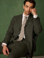 Green Relaxed Fit With Nova Fides Italian Wool Textured Herringbone Suit Jacket - Image 1 of 13