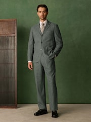 Green Relaxed Fit With Nova Fides Italian Wool Textured Herringbone Suit Jacket - Image 2 of 13