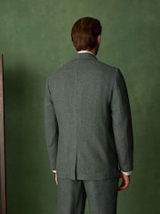 Green Relaxed Fit With Nova Fides Italian Wool Textured Herringbone Suit Jacket - Image 4 of 13
