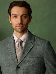 Green Relaxed Fit With Nova Fides Italian Wool Textured Herringbone Suit Jacket - Image 5 of 13