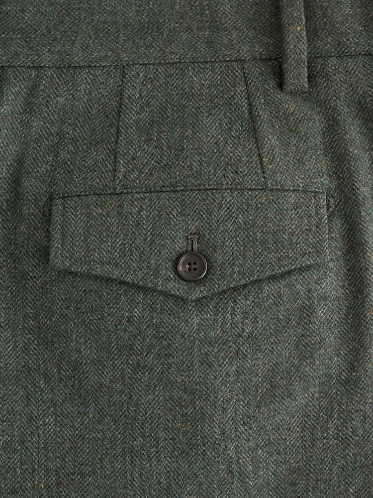 Green Relaxed Fit With Nova Fides Italian Wool Textured Herringbone Suit Trousers - Image 10 of 10 Green Relaxed Fit With Nova Fides Italian Wool Textured Herringbone Suit Trousers - Image 10 of 10