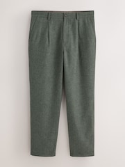 Green Relaxed Fit With Nova Fides Italian Wool Textured Herringbone Suit Trousers - Image 6 of 10