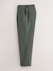 Green Relaxed Fit With Nova Fides Italian Wool Textured Herringbone Suit Trousers - Image 7 of 10