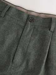 Green Relaxed Fit With Nova Fides Italian Wool Textured Herringbone Suit Trousers - Image 9 of 10